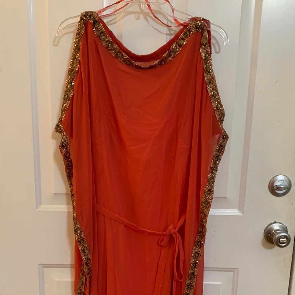 Coral Cache dress with gold sequins size 12